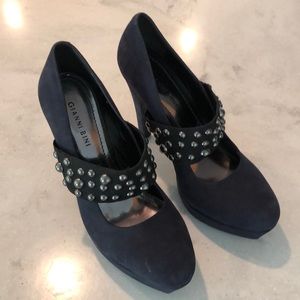 Gianni Bini navy platform heels, studded, 9.5